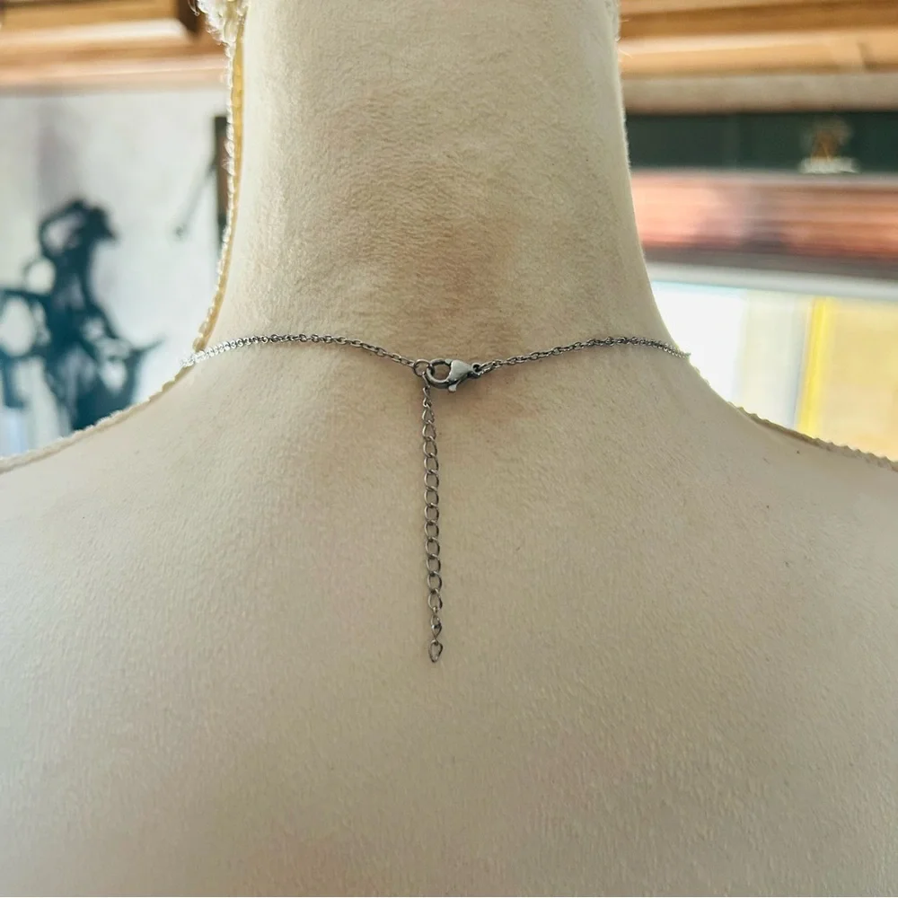 Handcrafted genuine stone pendant on chain necklace - Picture 5 of 8